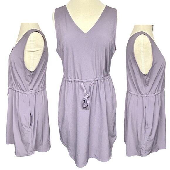 2pc Eddie Bauer Departure Dress Women L Purple Midi Tank w L/S Shirt Classic Fit - Picture 3 of 15